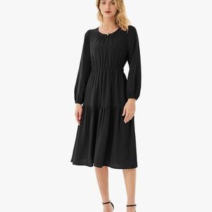 Grace Karin Black Long Sleeve Midi Dress